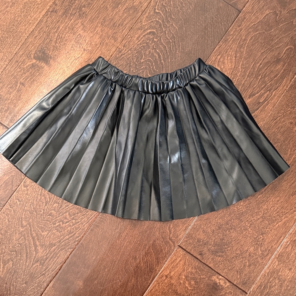 Zara Black Faux Leather Skater Skirt